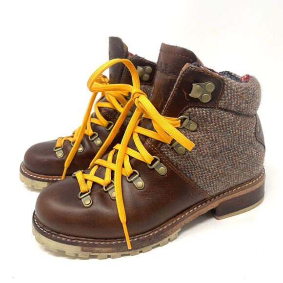 Woolrich Brown High Top Lace Up Wool & Leather Boots Women's Size 6 $215 - Picture 1 of 11